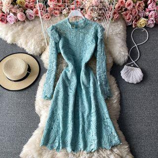 Frilled Eyelet Lace Dress