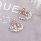 Faux Pearl Faux Crystal Hoop Dangle Earring 1 Pair - White Faux Pearl - Gold - One Size