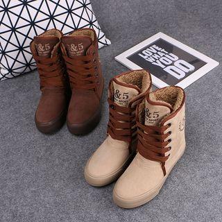 Lace Up Fleece Short Boots