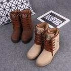 Lace Up Fleece Short Boots