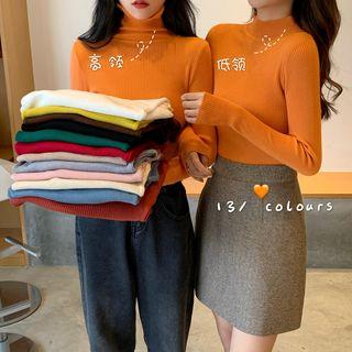 Mock-turtleneck / Turtleneck Rib Knit Top