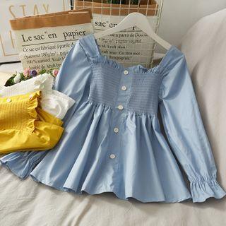 Square-neck Ruffled Plain Top