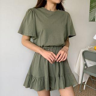 Slit-back Ruffle-hem Playsuit