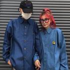 Couple Matching Embroidered Oversize Denim Shirt