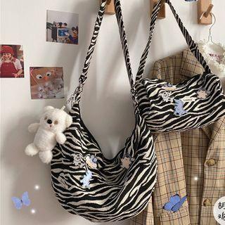 Zebra Print Canvas Crossbody Bag