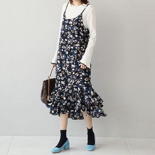 Spaghetti-strap Tiered A-line Dress