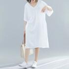 Elbow-sleeve Midi T-shirt Dress White - One Size