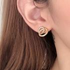 Interlocking Hoop Rhinestone Alloy Earring Aq0441 - 1 Pair - Gold - One Size