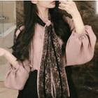 Lace Panel Tie-neck Blouse As Shown In Figure - One Size