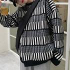 Striped Sweater Stripes - Gray & White & Black - One Size