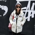 Long-sleeved Applique Hooded Padded Coat