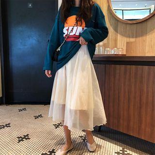 Chiffon A-line Maxi Skirt White - One Size