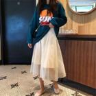 Chiffon A-line Maxi Skirt White - One Size