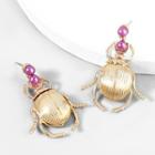 Faux Pearl Bug Drop Earring Gold - One Size