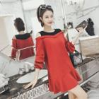 Mock Two-piece Long-sleeve Cutout Mini Dress