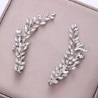 Rhinestone Leaf Hair Clip Silver - One Size