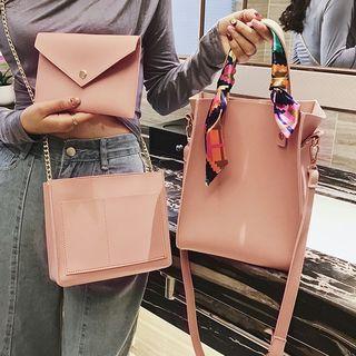Set: Faux Leather Tote + Crossbody Bag + Pouch