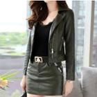 Set: Faux Leather Jacket + Faux Leather Mini Skirt
