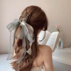 Bow Mesh Hair Clamp Gray - One Size