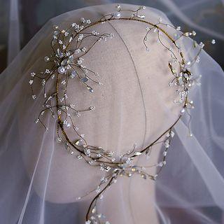 Set: Bridal Faux Pearl Headband + Clip-on Earring Headband & 1 Pair Clip On Earring - White - One Size