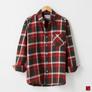 Standard-fit Plaid Check Shirt Red - One Size