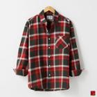 Standard-fit Plaid Check Shirt Red - One Size