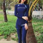 Set: Lettering Rash Guard + Swim Pants