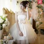 Strapless Bow Accent Mini Prom Dress