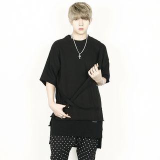 Cross-strap Trim Short-sleeve T-shirt
