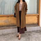 Snap-button Boxy-fit Wool Blend Coat