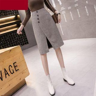 Irregular Plaid A-line Wool Skirt