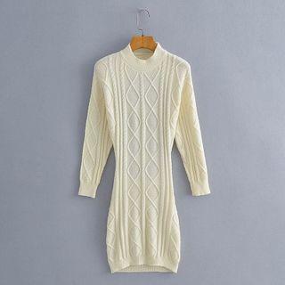Plain Cable Knit Mini Bodycon Dress