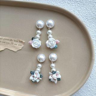 Faux Pearl Flower Ceramic Dangle Earring (various Designs)