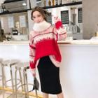 Christmas Jacquard Sweater Red & Pink & White - One Size
