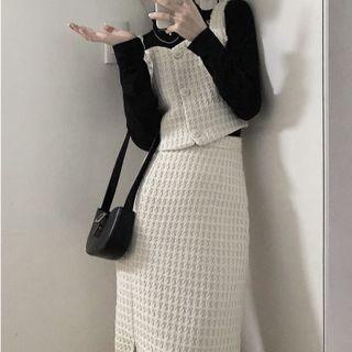 Houndstooth Camisole Top / Midi A-line Skirt
