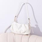 Faux Leather Shirred Crossbody Bag White - One Size