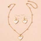 Set: Feet Print Heart Pendant Necklace + Dangle Earring Necklace - Gold - One Size / Earring - 1 Pair - Gold - One Size