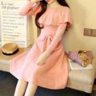 Ruffle Knit Dress Pink - One Size