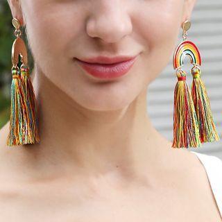 Rainbow Tasseled Drop Earring