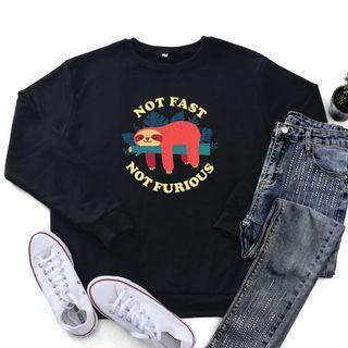 Sloth Print Lettering Sweatshirt
