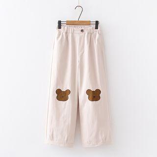 Bear Applique Wide Leg Pants