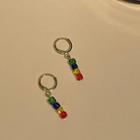 Color Block Bead Drop Earring 1 Pair - Green & Blue & Yellow - One Size