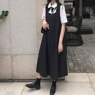 Short-sleeve Shirt / Midi Pinafore Dress