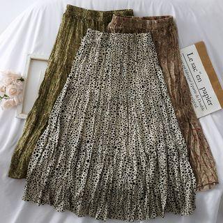 Brushed Fleece-lined Printed A-line Skirt