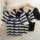 Tie-front Slim-fit Crop T-shirt