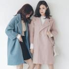 Double-button Plain Woolen Coat