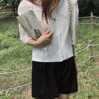 Short-sleeve Lace Trim Blouse / Dress Shorts