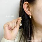 Asymmetrical Rhinestone Faux Pearl Drop Earring 1 Pair - Gold - One Size