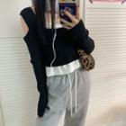 Long-sleeve Cut-out Mock Two-piece Top