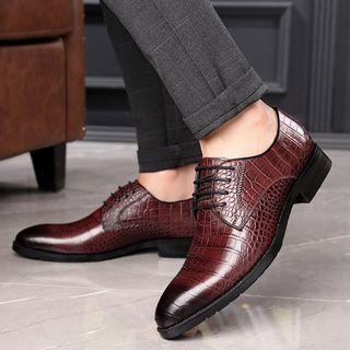 Genuine Leather Croc Grain Oxfords